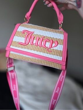 Juicy Couture Pink Straw Mini Top-Handle Satchel